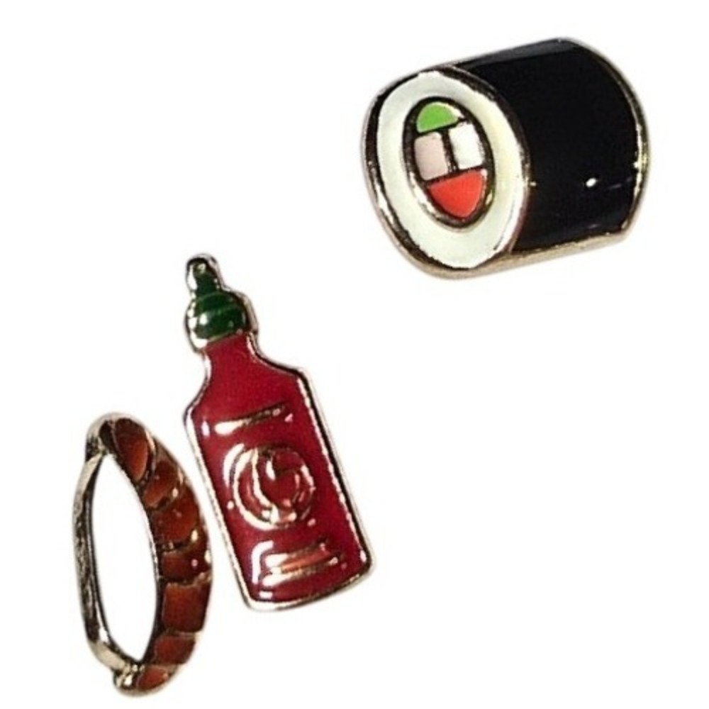 NEW‎ cute set of 3 coordinated mini enamel stud earrings sushi sriracha nigiri